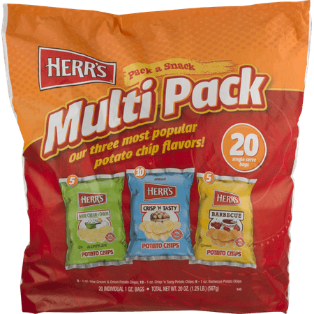 Herr S Multi Pack Variety Potato Chips Individual 1 Oz Bags 20 Count Bag
