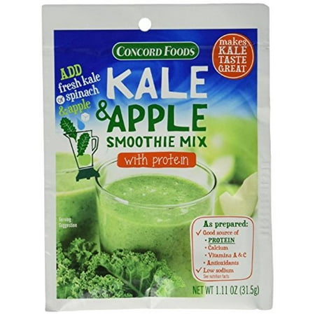 Concord Foods Kale & Apple Smoothie Mix with Protein (Pack of 6 ) 1.11 oz Packets