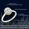thumbnail image 2 of Gem Stone King 10K Yellow Gold Sky Blue Aquamarine and Diamond Engagement Ring for Women | 1.10 Cttw | Oval 8X6MM | Gemstone Birthstone, 2 of 6