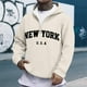 thumbnail image 1 of MHFRRA Sudadera con Capucha y Cremallera de Un Cuarto con Estampado de Letras, Suave y de Cobertura Total, Cómoda y Casual, Ideal para Uso Diario y Actividades Al Aire Libre Beige, 1 of 3