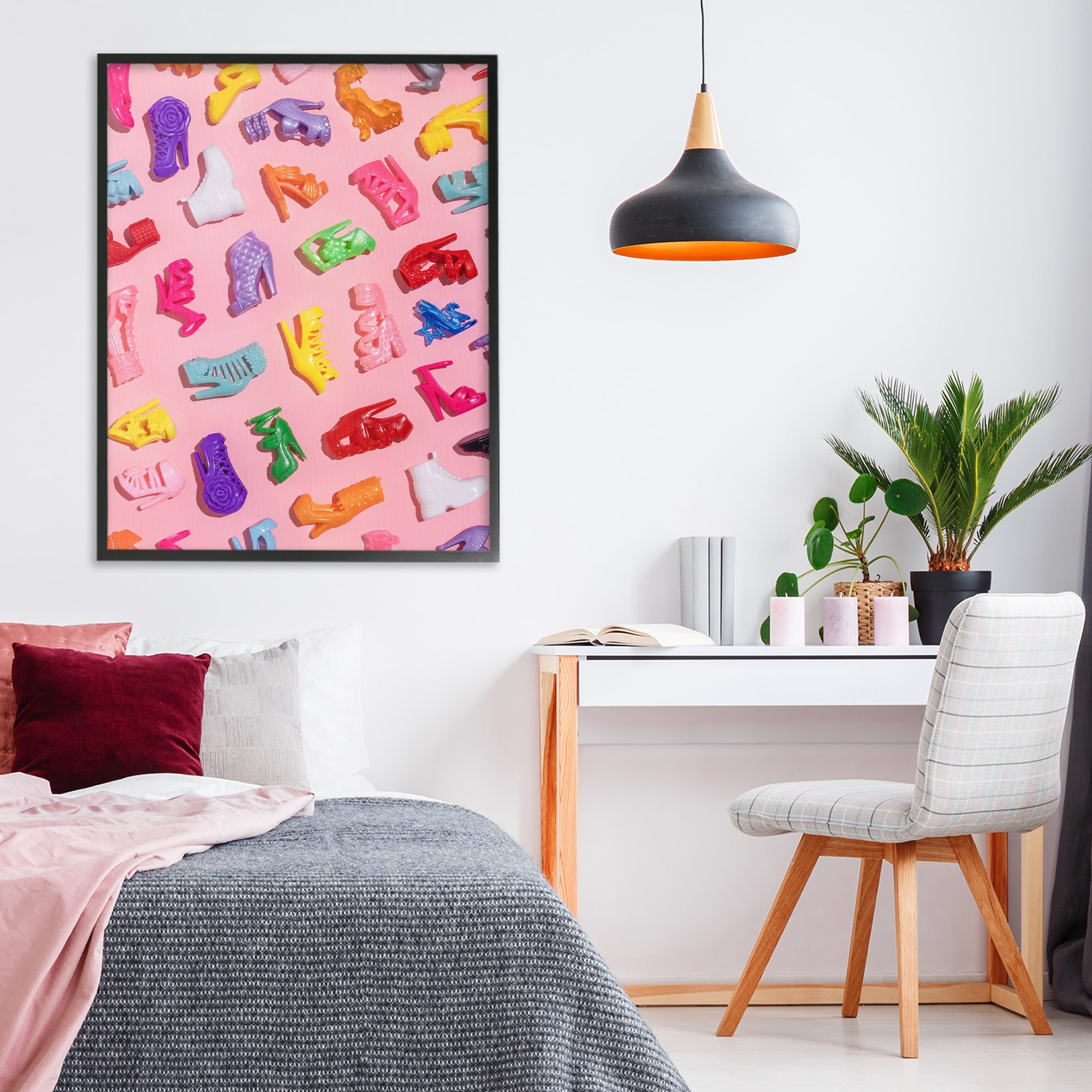 Stupell Industries Tiny Colorful Doll Shoes Black Framed Giclee Art, design by LISH Creative