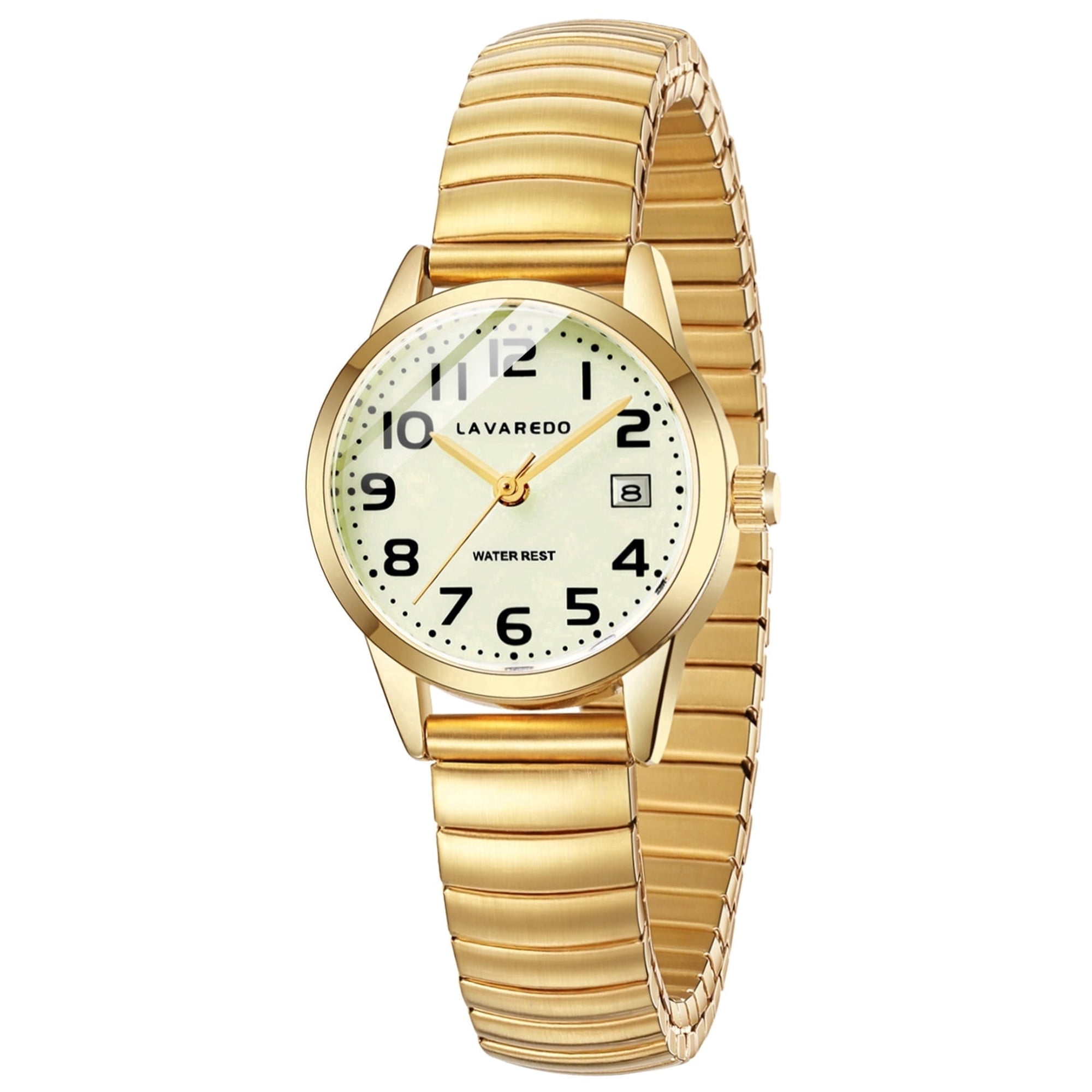Watches for Women Easy Reader Analog Quartz Ladies Watches with Stainless Steel Expansion Band, Waterproof Watches Gift For Women -M Size