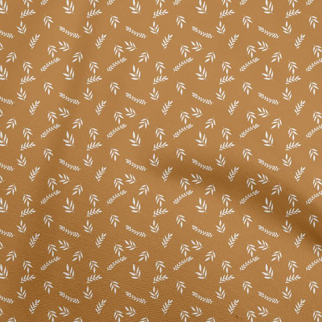 oneOone Polyester Spandex Orange Fabric Leaves Sewing Material Print Fabric By The Yard 56 Inch Wide