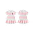 thumbnail image 2 of BemeyourBBs Toddler Baby Girl Summer Football Dress Little Baby Girl Soccer Dress Outfit Football Embroidered Striped Button Collared Short Sleeve A Line Ruffled Dress, 2 of 9