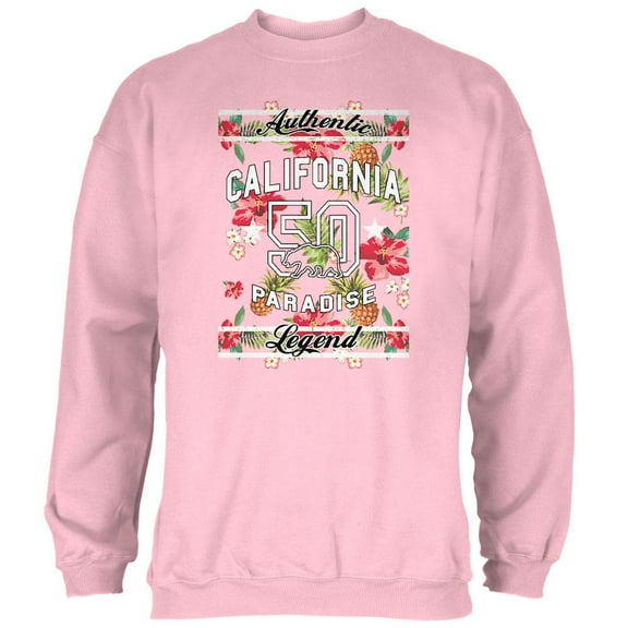 Floral Paradise Found California Mens Sweatshirt Light Pink 2XL