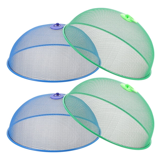 4 piezas de malla metálica para carpas de alimentos, cubierta reutilizable para picnic al aire libre.