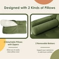 thumbnail image 6 of Costway Modern Loveseat 2-Seat Sofa Couch w/ 2 Bolsters & Side Storage Pocket Army Green, 6 of 10