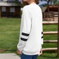 thumbnail image 4 of Dweltoz Girls Long Sleeve Shirts Striped Color Block Crewneck Tees Casual Loose Fit Tunic Tops Soft Pullover Sweatshirts Kids Big Girls Fall Back to School Clothes Size 2-13 Years,White, 4 of 6