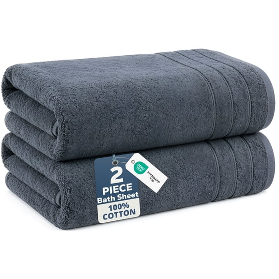 Casa Platino Bath Sheet 2 Pack - Quick Dry Oversized Bath Towels, Soft & Absorbent Perfect for Family Use and Comfort - Cool Grey