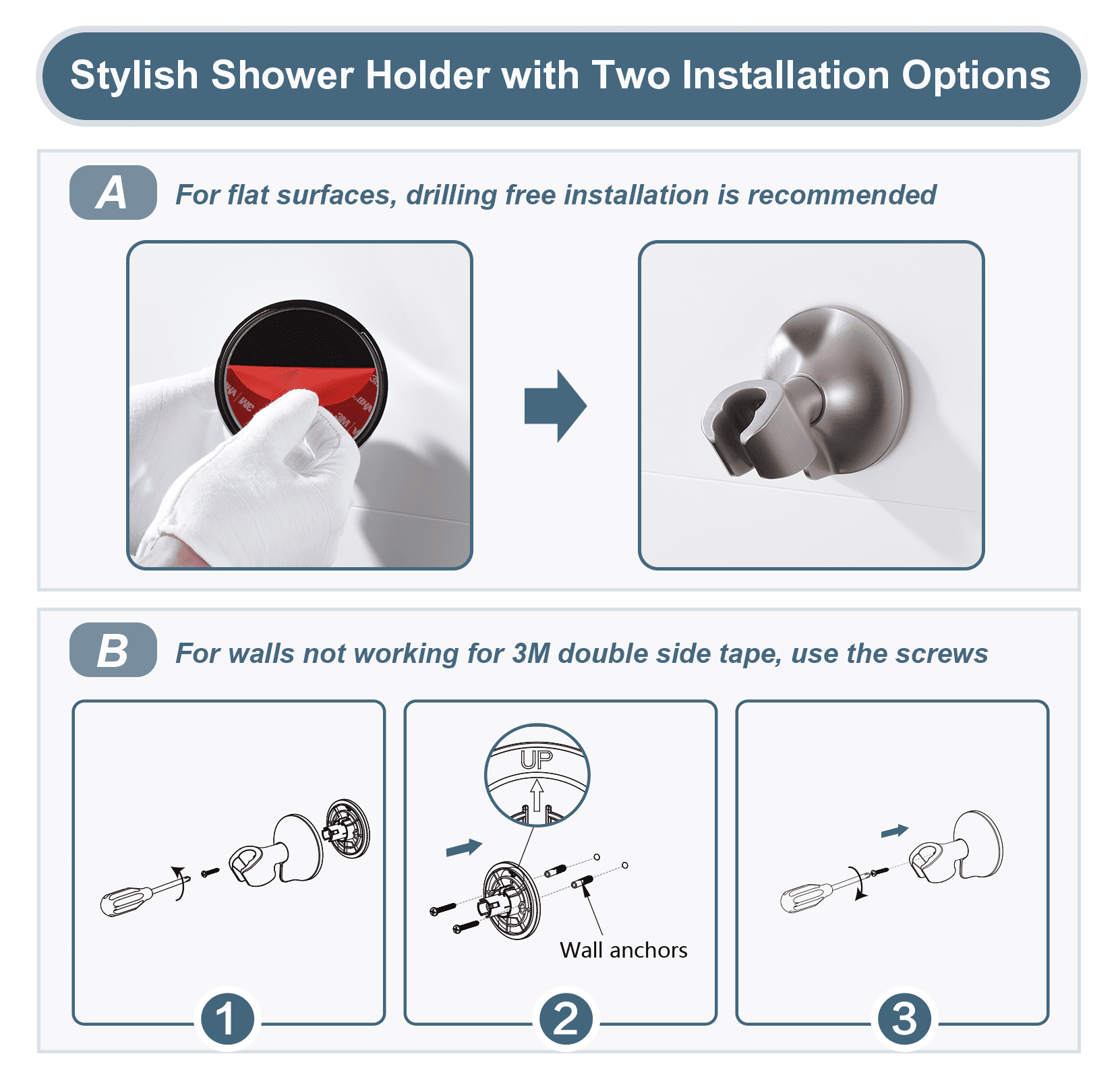 Bright Showers High Pressure Rain Shower Head Combo with Double Extension Arm, 8 Inch Rainfall Shower Head with Handheld Spray, Height Adjustable Dual Square Showerhead Set, Brushed Nickel