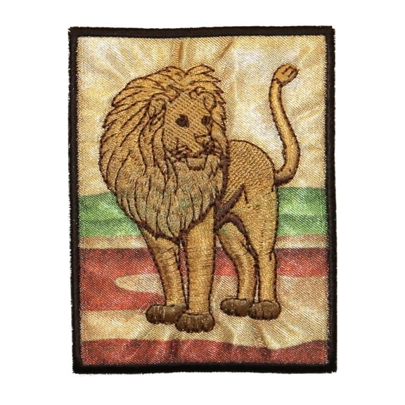 ID 0763 Lion Picture Patch Zoo Badge Portrait Embroidered Iron On Applique