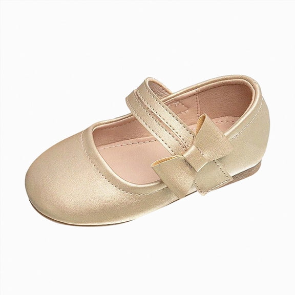 KPOPLK Girls Mary Jane Dress Shoes Little Girls Loafers School Shoes for Girls Non Sole Casual Shoe Kids Shoes Size 8,Gold