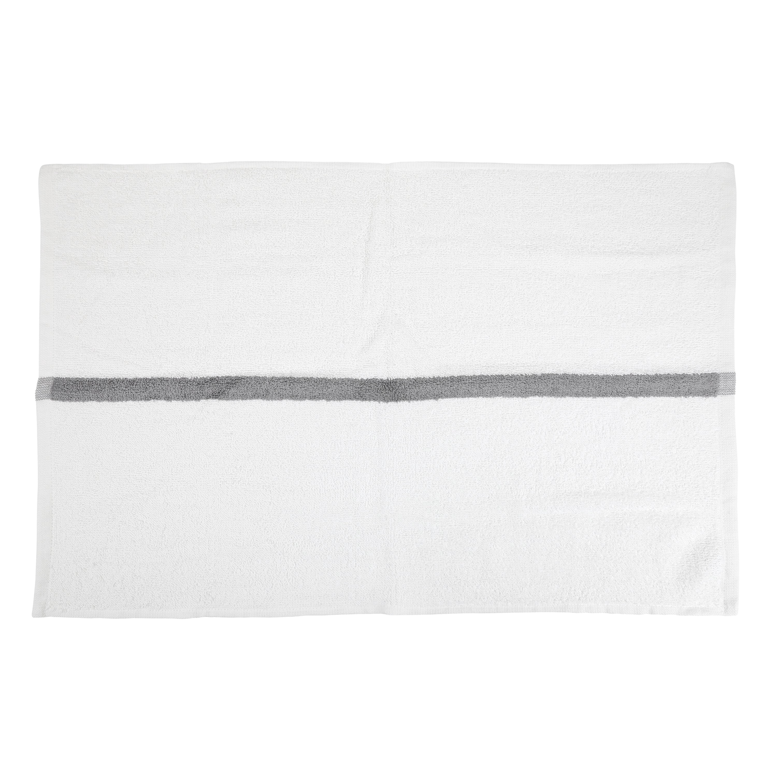 Arkwright Power Gym Hand Towels (12 Pack), 16x27 in., Soft Cotton, White with Grey Stripe