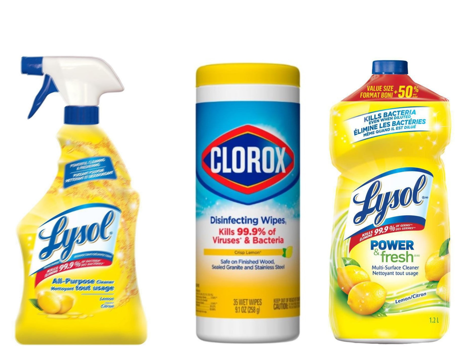 Lysol Clorox Lemon Essentials Clorox Disinfecting Wipes Spring Lemon