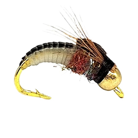 Realistic Copper Head Caddis Larva Nymph Fly Fishing Lures Imitation Moth Grub Trout Bait for Stream River Lake Wet Fly Fishing 5pcs