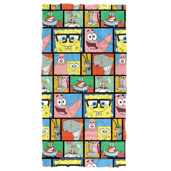 Spongebob Beach Towel, 30"x60", Spongebob Tile Pattern Beach Towel