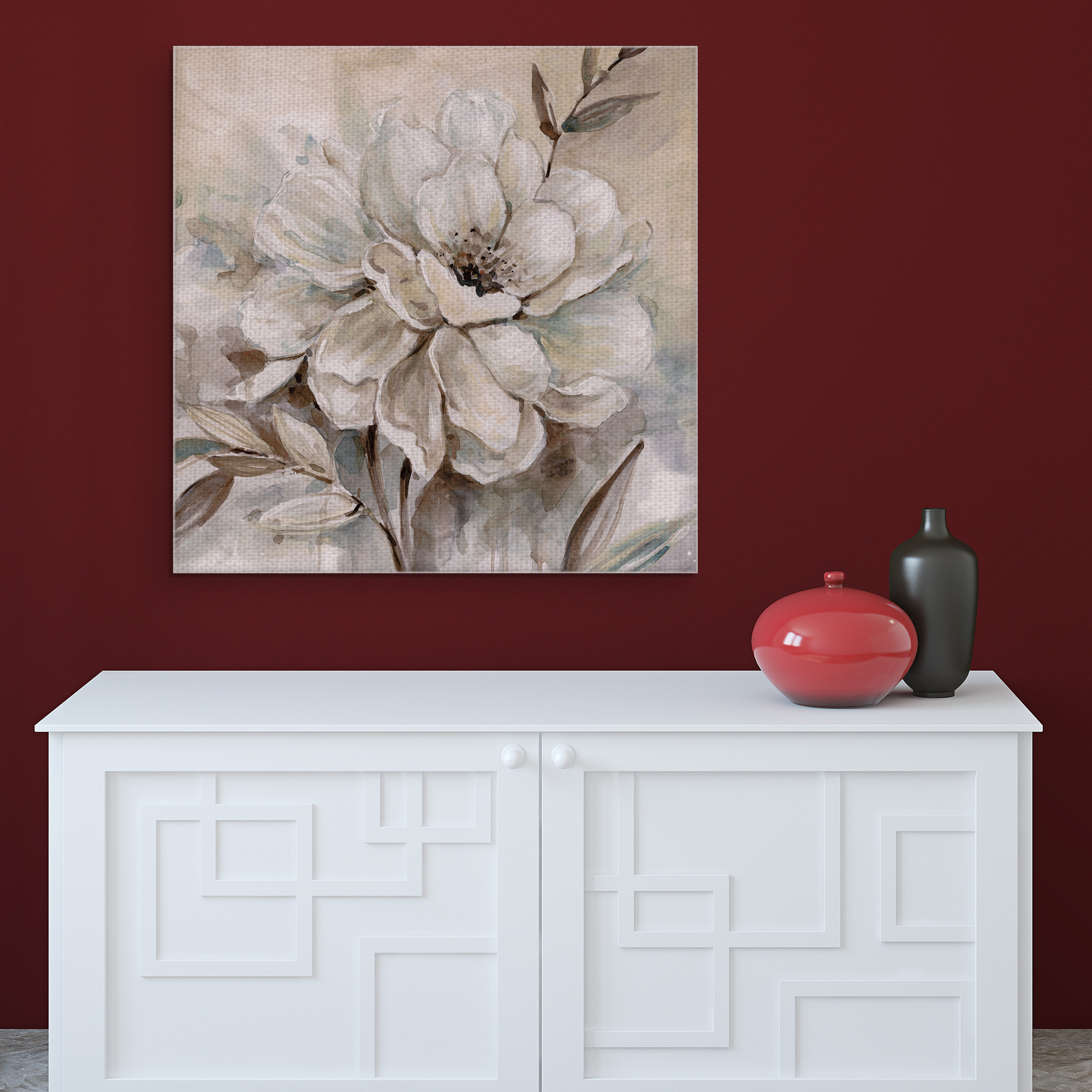 Masterpiece Art Gallery Neutral Bloom I Flower By Carol Robinson Canvas Art Print35" x 35"