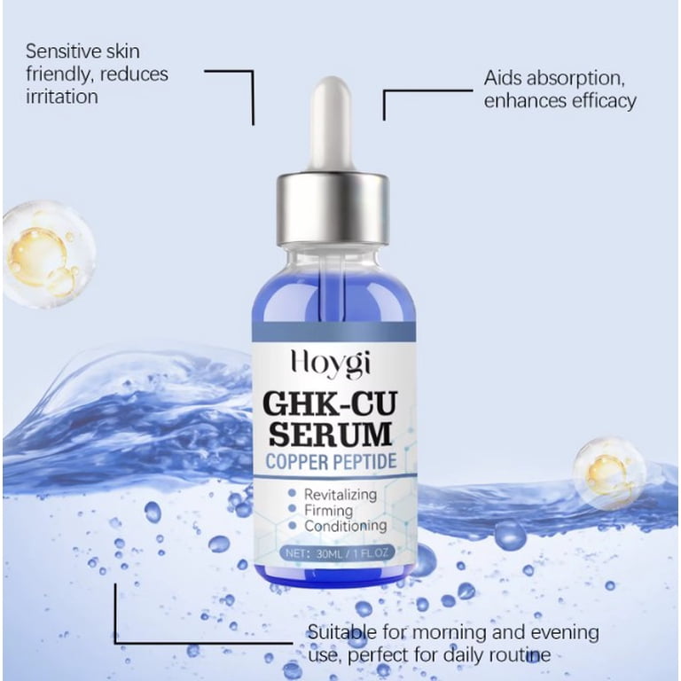 ghk cu revitalizing serum Hoygi GHK-CU Copper Peptide Firming Conditioning, 30ML Supports skins natural repair Best BAC Water for serum for smile lines Quantity:10 bottles