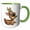 Green/White, variant on 3drose, Cute Big Eyed Baby Deer Buck with Christmas Holly Berry Illustration, 11oz Two-tone Red Mug