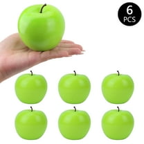 Tripumer 6 Pcs Plastic Lifelike Fake Fruit Apple Fake Apple Artificial Fruits Apple Faux Apple for Home Kitchen Cabinet Decor Photography Prop Green