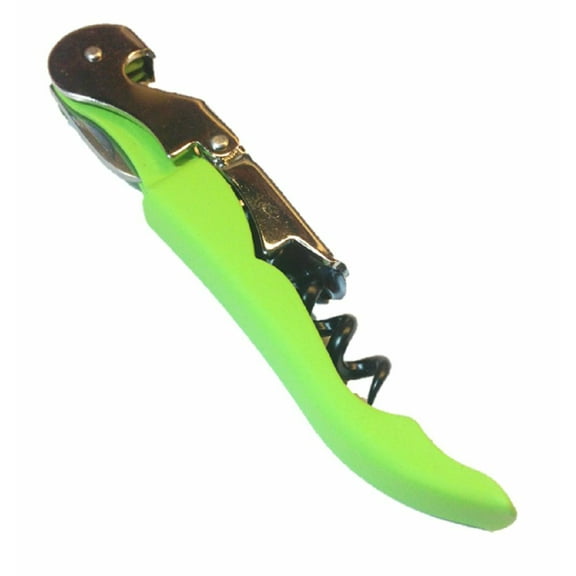 Lime Green Soft Velvet Touch Waiters Double Hinge Corkscrew Wine Key Bottle Opener