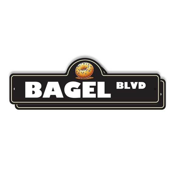 Bagel (2 Pack) Plastic Street Sign - 7 Inch X 20 Inch Gift Breakfast Food Cafe Deli Bread Bakery Fresh Toast Cream Cheese Snack