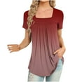 thumbnail image 2 of Njoeus Women's Summer Tunic Tops Pleated Short Sleeve T-Shirts Loose Casual Flowy Comfy Blouse Tops S-XXL, 2 of 5