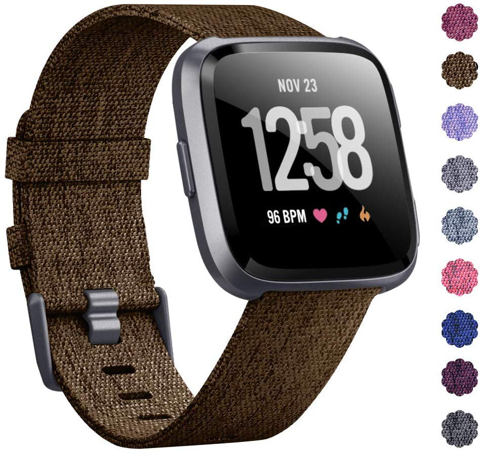 Woven Fabric Accessories Strap Wristband Replacement Women Men Compatible with Fitbit Versa 2 Smartwatch NANW Bands Compatible with Fitbit Versa/Versa 2 Versa Lite Edition Bands Small Large