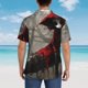 thumbnail image 4 of Fotbe Dark Red Hooded Girl Camisa Hawaiana para Hombre Unisex – Camisa Casual de Verano con Botones de Manga Corta de Algodón y Lino,Medium, 4 of 7