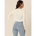 thumbnail image 4 of Unique Bargains Women Ribbed Knit Bolero Long Sleeve Ruffle Trim Open Front Shrug L White, 4 of 6
