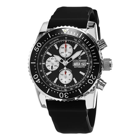 Mens Chronograph Rubber Strap (Revue Thommen Men's 17030.6537 'Air Speed' Black Dial Black Rubber Strap Chronograph Swiss)