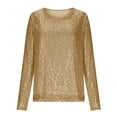 thumbnail image 5 of Wlynlyn Sequin Tops for Women Crew Neck Long Sleeve Party Nightwer Loose Fitted Trendy Glitter Sparkly Dressy Shirts, 5 of 9