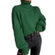 thumbnail image 2 of Suéter de punto Cuello alto Hombro caído Jersey de manga larga Suéter casual para mujer Verde L, 2 of 5
