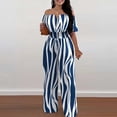thumbnail image 2 of Gibobby Monos de Moda Mono de moda con cintura estampada de un hombro de verano para mujer(Azul， L), 2 of 5