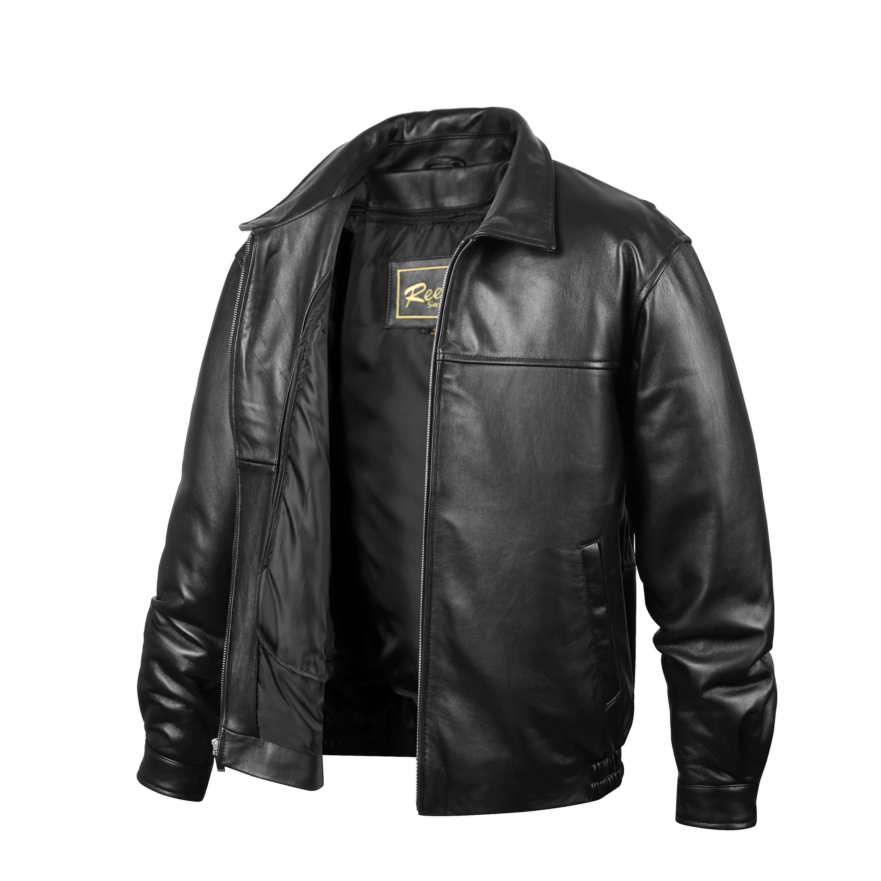 Reed Men's New Zealand Lambskin Leather Jacket (3XLTall, Black)