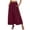Wine, variant on Boho Maxi Skirt with Pintuck Hem, Elastic High Waist A-Line Long Skirt with Pockets, Casual Solid Color Summer Slacks