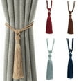 thumbnail image 2 of 2 Pack Curtain Tiebacks Handmade Decorative Curtain Holdbacks Rope with Tassel- Navy blue, 2 of 3