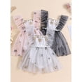 thumbnail image 3 of Caoirhny Baby Girls Romper Dress, Fly Sleeve Sequined Stars Tulle Bodysuit Summer Clothes, 3 of 9