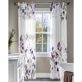 thumbnail image 4 of Purple Grey Leaves Sheer Curtains 63 Inch Length 2 Panels Set for Living Room/Bedroom, Summer Botanical Pastoral Watercolor Kitchen Curtains Grommet Semi-Sheer Curtains Window Treatments 42"x63"x2, 4 of 7