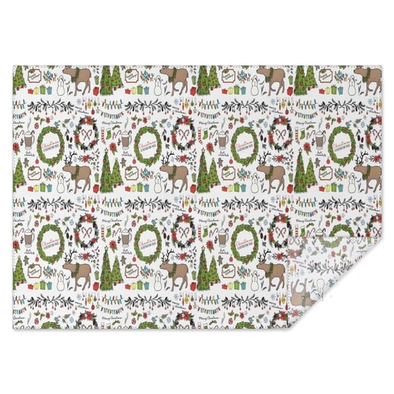 White Christmas Wreath Pattern Rectangle Tablecloth 60"x84",Waterproof Polyester Rectangle Table Cloth, Wipeable Spillproof Polyester Tablecloth for Dining, Camping, Indoor and Outdoor