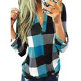 thumbnail image 1 of Aleumdr Blusas y tops casuales con cuello en V para mujer, camisas de manga larga, blusas y tops a cuadros azul cielo M 8 10 Sailing Electrónica, 1 of 1