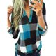 thumbnail image 1 of Aleumdr Blusas y tops casuales con cuello en V para mujer, camisas de manga larga, blusas y tops a cuadros azul cielo M 8 10 brillar  Electrónica, 1 of 1