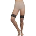 thumbnail image 5 of ToBeInStyle Women's Sheer Pantyhose With Faux Heart And Lace Top Design Stockings - One Size, 5 of 7