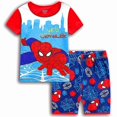 thumbnail image 1 of Kids Boy Spiderman Series Clothes Short Sleeve T-shirt Top Shorts Pyjama Set, 1 of 2