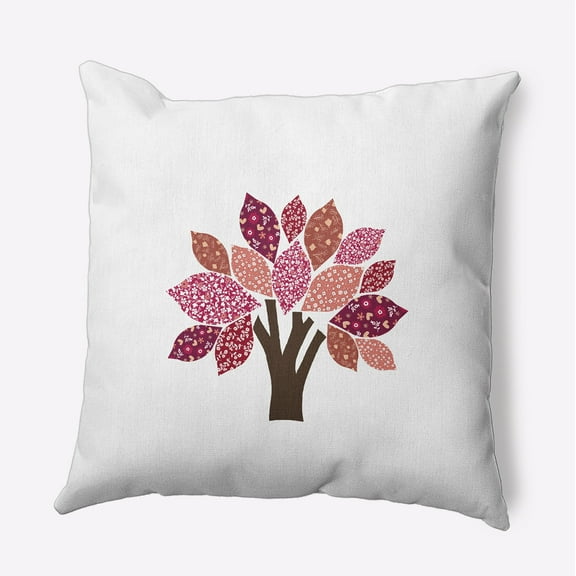 16" x 16" Simply Daisy Printed Quilt Tree Polyester Indoor/Outdoor Pillow, Fuschia Qty 1