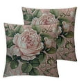 thumbnail image 2 of Acheng Pillow Case Floral Pink Watercolor Roses Bud Abstract Leaf Flower Pattern Vintage Shabby Summer Chic Farmhouse Decorative Throw Pillows Covers for Winter Decorations,2 Pcs White, 2 of 6