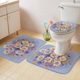 thumbnail image 4 of Blue White Daisy Flowers Bathroom Rugs Set Spring Plants Watercolor Style Non Slip Absorbent Soft Bath Mats 3 Piece Set with Bathroom Rug, U-Shaped Floor Mat, Toilet Seat Cover Large Size, 4 of 9