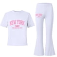 thumbnail image 4 of Summer Outfits for Teen Girls Preppy Y2K Girls 2 Piece Outfit Summer Short Sleeve Graphic T-Shirt Top & Flared Pants Spring Clothes Set Casual Kid Age 6-14, 4 of 4