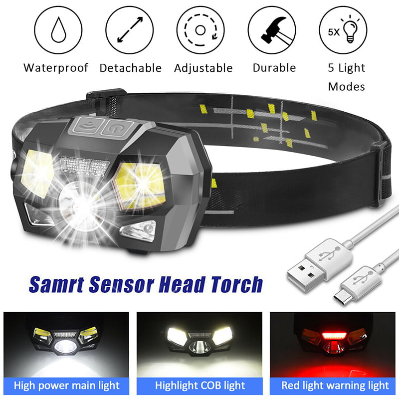 Details about   12Pcs 90000LM Motion Sensor LED Headlamp Headlight Rechargeable Head Torch Sets 