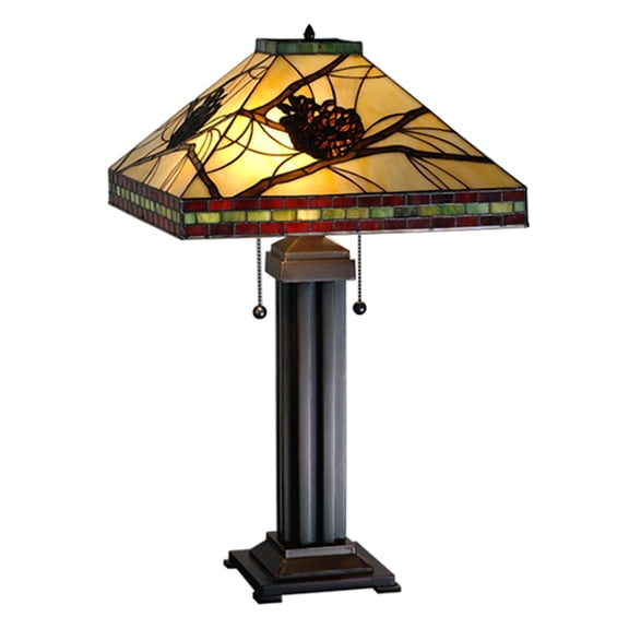 Meyda Tiffany 67852 Lodge Southwest Vintage Style Tiffany Two Light Table Lamp -